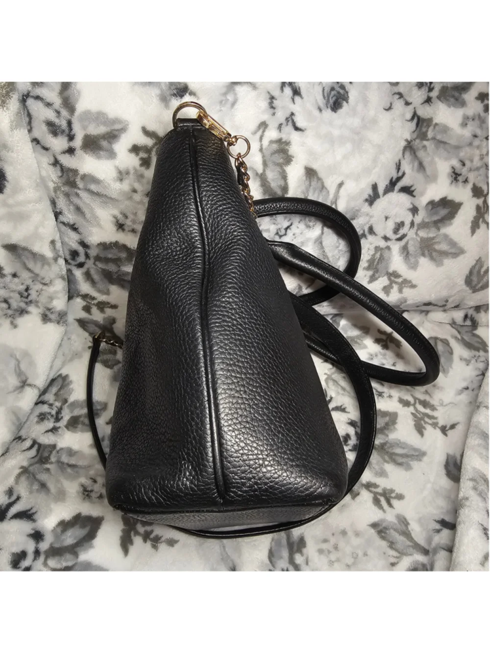 Tory Burch Black Pebbled Leather Britten Convertible Tote Bag